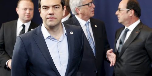 {Alexis Tsipras lance un défi aux créanciers de la Grèce qui, pendant quatre mois, ont joué la montre en espérant que, devant les difficultés financières, le nouveau pouvoir grec cèderait à leurs injonctions.} (Crédits : FRANCOIS LENOIR)